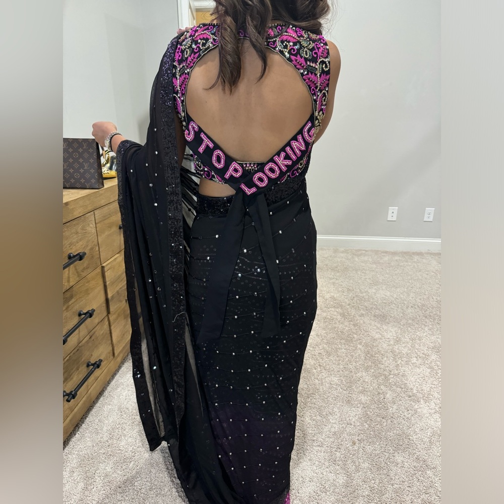 Designer pre pleated sari saree sexy unique style for Indian party or wedding